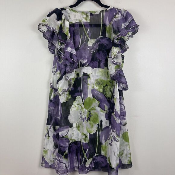 XOXO Women Y2K Floral Top Large Multi Floral Cap Sleeve Sheer 90s Artsy Eclectic - Picture 2 of 9